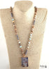 Boho Necklace, RH Rose Quart Amazonite, Square Pink Green Natural Stone